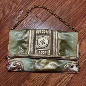 Vintage Rocawear Metallic Gold and Olive Clutch